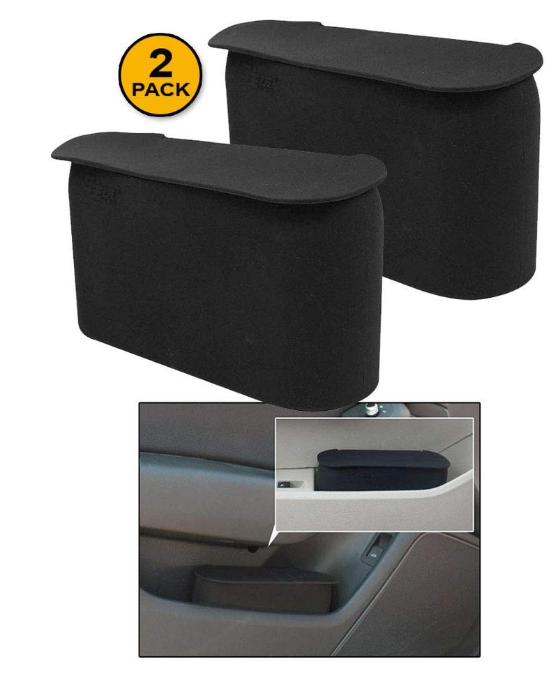 JAVOedge (2 Pack Black Small Car Trash Can with Lid, Flexible Material, Fits in Most Side Doors - Image 4